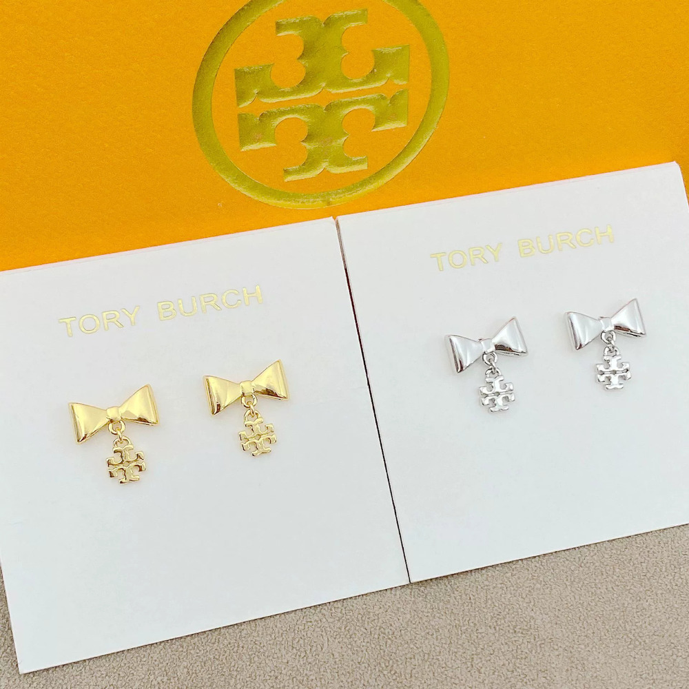 Tory Burch Square Bow Letter Earrings